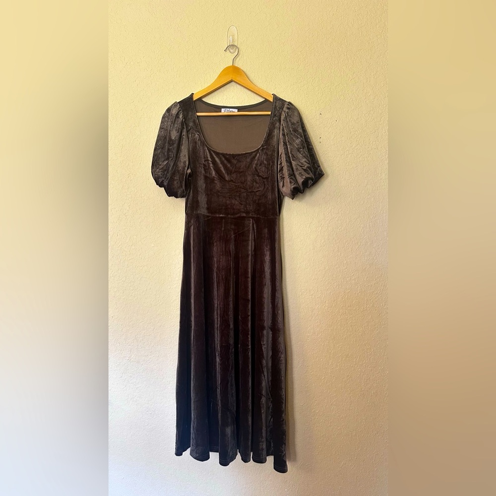 Piper & Scoot Olive Green Velvet Dress